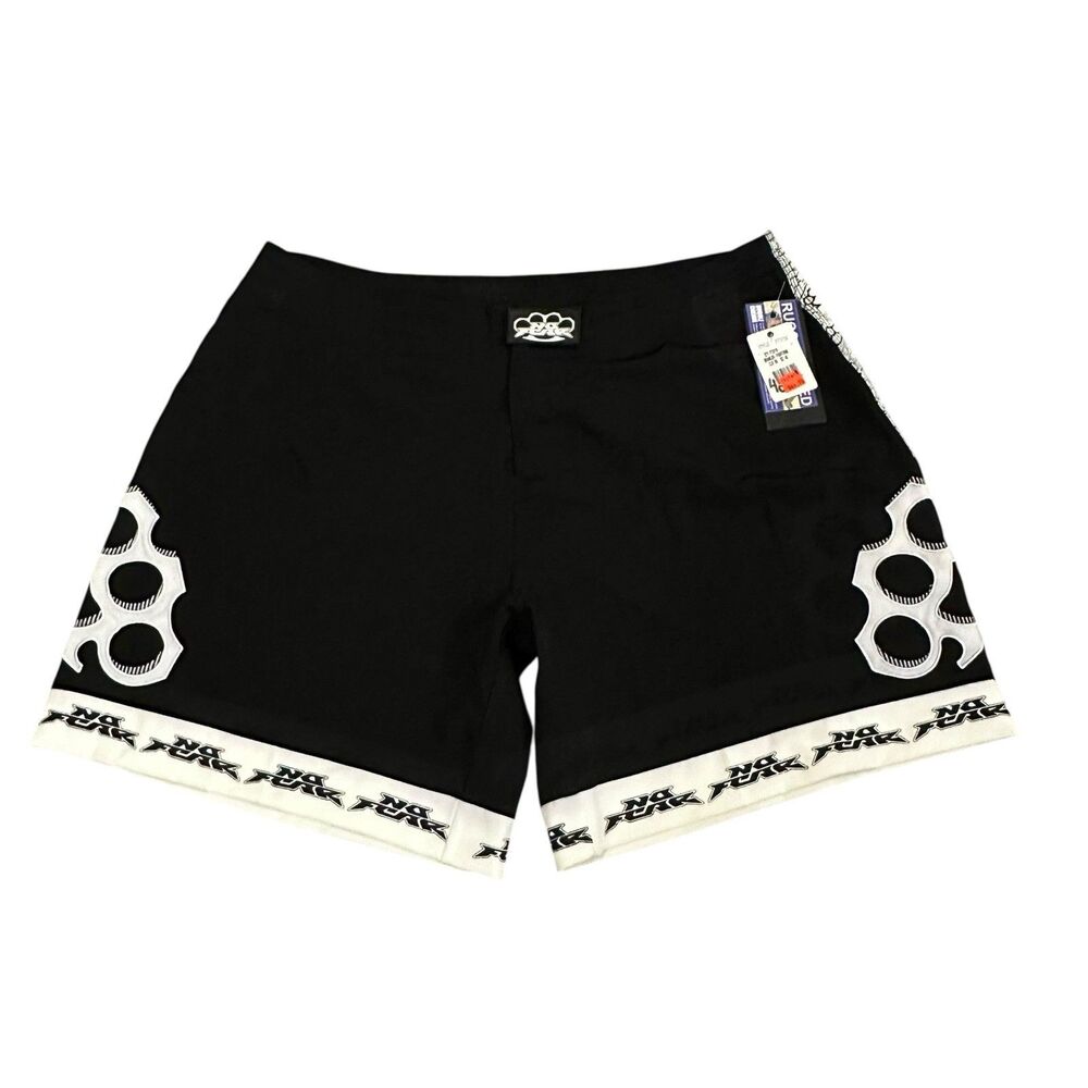 No Fear MMA Fight Shorts Adult Size 40 Active Casual Mens Drawstring Black White